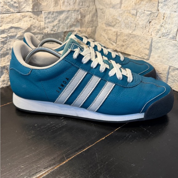 Adidas Samoa Sneakers Men's 9 Teal Blue White Stripe Retro